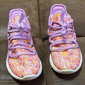 Floral Lavender and Orange Sneakers